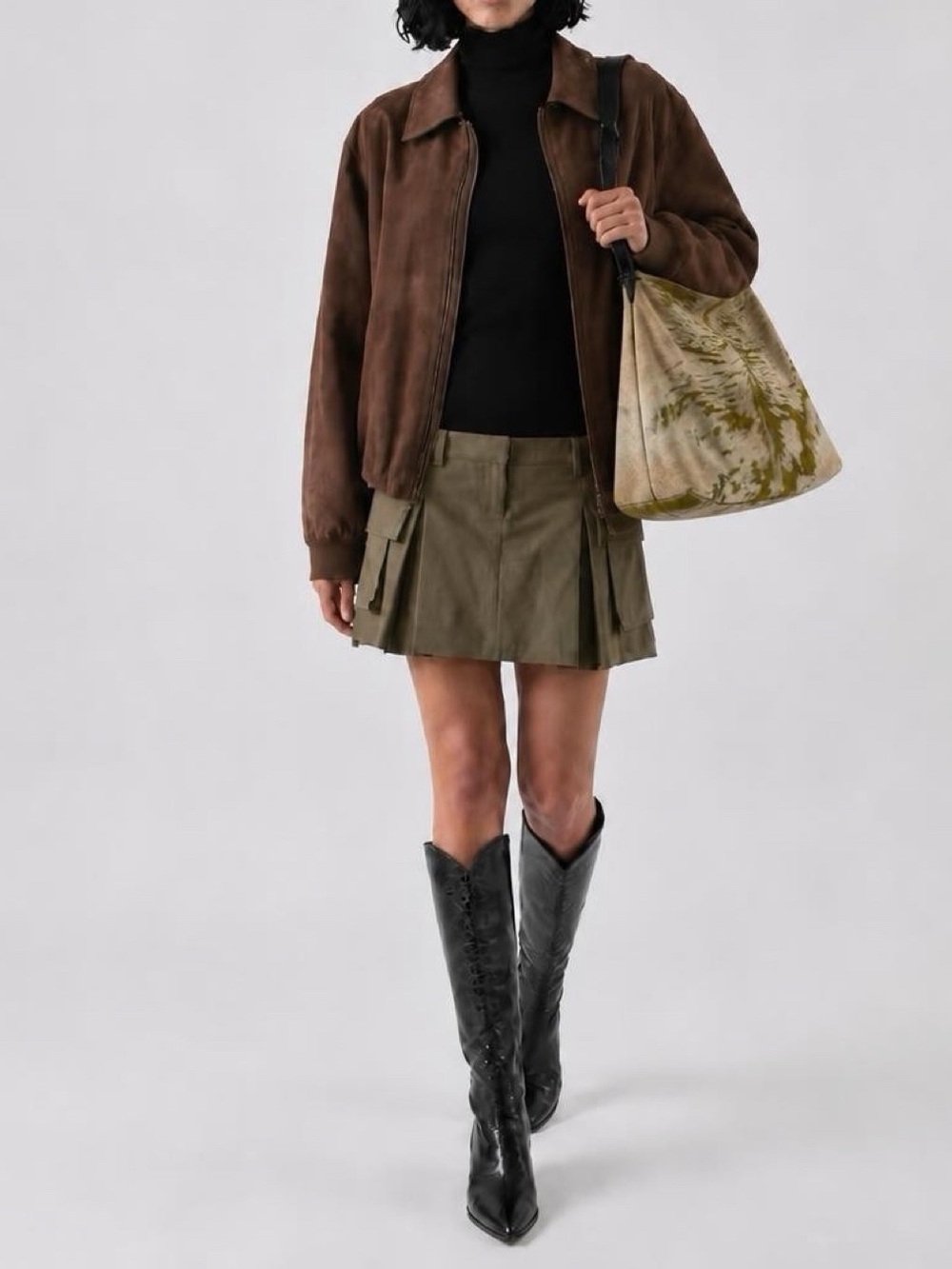 The Frankie Shop Olive Utility Pleated Skort